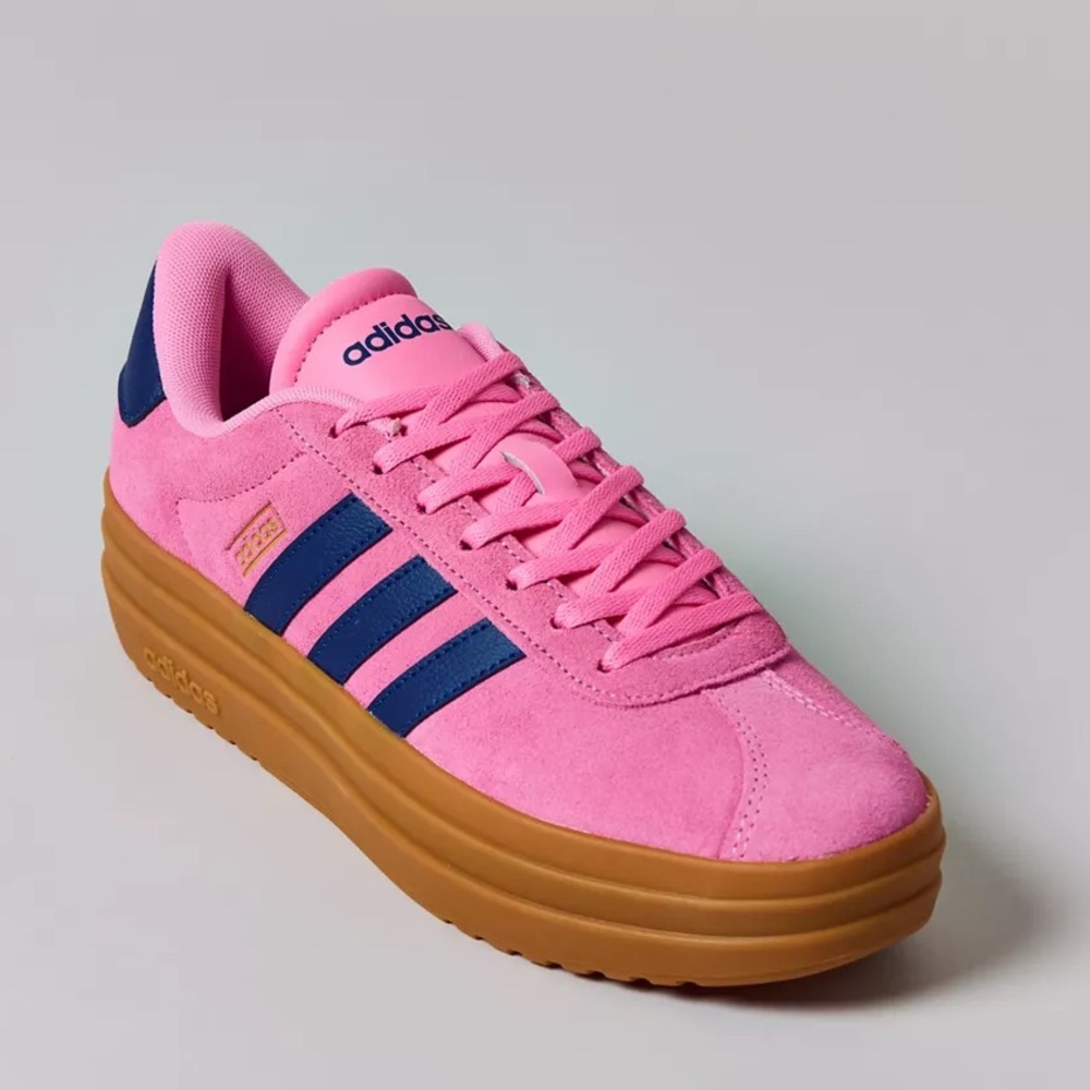 NWT Adidas VL Court Bold Platform Sneakers Bliss Pink / Dark Blue Gold Size 6.5 - Picture 4 of 8